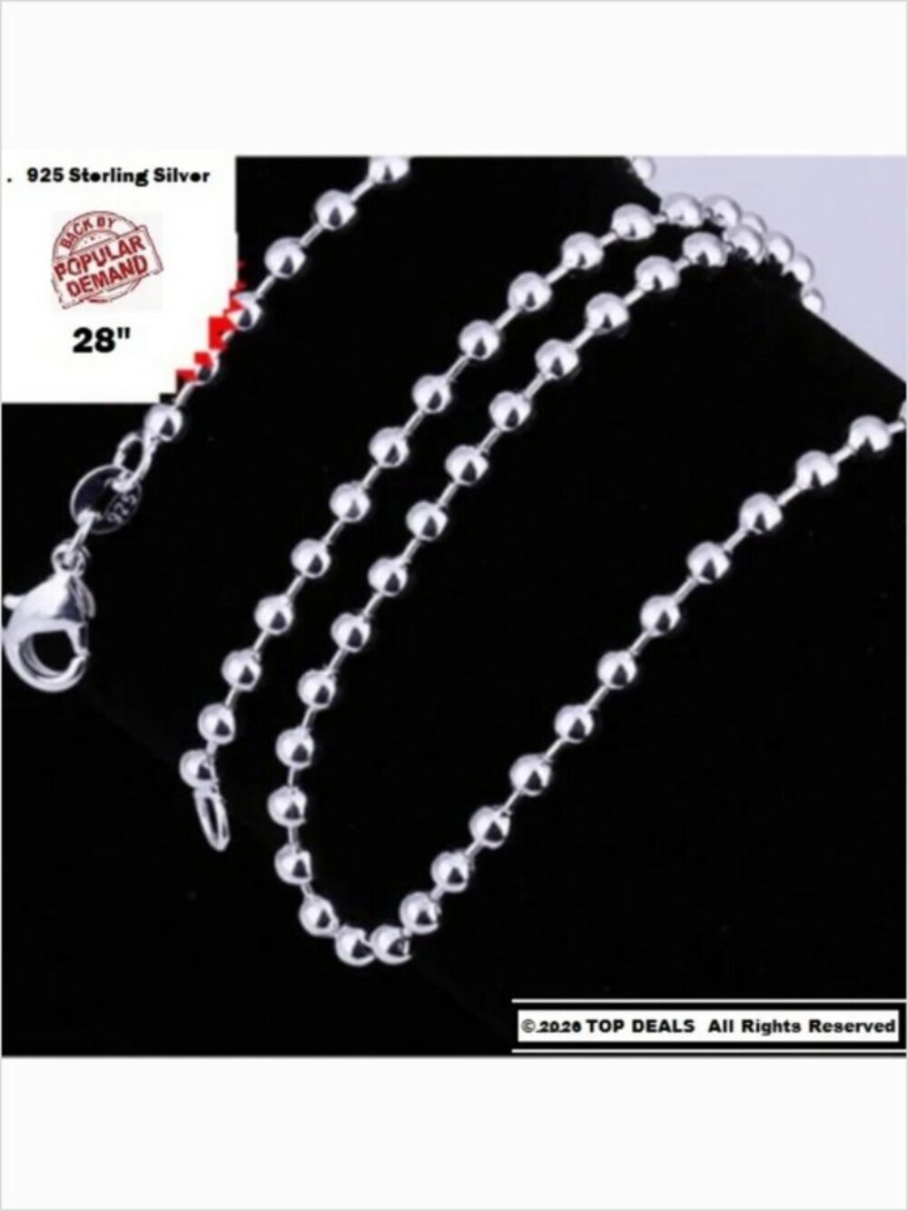 20" Italian .925  Sterling Silver Ball Chain - SS-500
